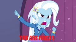 Size: 1280x714 | Tagged: safe, edit, edited screencap, screencap, trixie, equestria girls, g4, my little pony equestria girls: rainbow rocks, female, image macro, meme, reference, solo, trixie yells at everything, tv show