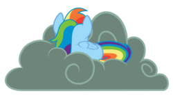 Size: 8000x4500 | Tagged: safe, artist:spitfire8520, rainbow dash, pegasus, pony, g4, testing testing 1-2-3, .svg available, absurd resolution, cloud, curled up, female, lying on a cloud, mare, on a cloud, simple background, sleeping, solo, transparent background, vector, wings