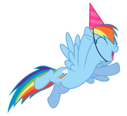 Size: 6000x5500 | Tagged: safe, artist:spitfire8520, rainbow dash, pony, g4, pinkie pride, .svg available, absurd resolution, eyes closed, female, flying, happy, hat, party hat, simple background, solo, transparent background, vector