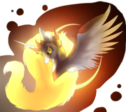 Size: 1968x1749 | Tagged: safe, artist:marplesugar, daybreaker, alicorn, pony, a royal problem, g4, bust, evil laugh, female, mane of fire, open mouth, solo, spread wings, wings