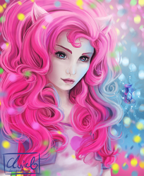 Size: 866x1063 | Tagged: safe, artist:cluviel, pinkie pie, human, g4, eared humanization, female, humanized, solo