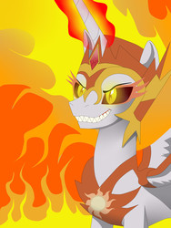 Size: 3000x4000 | Tagged: safe, artist:kaizo111, daybreaker, alicorn, pony, a royal problem, g4, evil, female, high res, mane of fire, mare, sharp teeth, solo, teeth