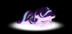 Size: 685x326 | Tagged: safe, artist:trini-mite, starlight glimmer, pony, unicorn, a royal problem, g4, alone, bad end, black background, crying, female, game over, mare, simple background, solo