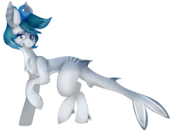 Size: 1022x781 | Tagged: source needed, safe, artist:cutedogpaws, oc, oc only, oc:bahari, original species, shark pony, bandana, sharp teeth, simple background, slit pupils, solo, stripes, teeth, transparent background