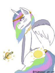 Size: 688x916 | Tagged: safe, artist:itzdatag0ndray, princess celestia, alicorn, pony, g4, 3ds, colors! 3d, female, gold, jewelry, necklace, nintendo, simple background, solo, white background