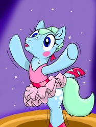 Size: 960x1280 | Tagged: safe, artist:dashingjack, oc, oc only, oc:brainstorm, pony, a royal problem, g4, ballerina, blushing, clothes, crossdressing, inanimate tf, lipstick, makeup, music box, solo, transformation, tutu