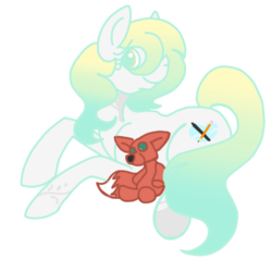 Size: 1500x1500 | Tagged: safe, artist:stereo-of-the-heart, oc, oc only, oc:glacier blaze, earth pony, fox, pony, female, mare, plushie, prone, simple background, solo, transparent background