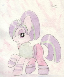 Size: 688x825 | Tagged: safe, artist:slightlyshade, aria blaze, earth pony, pony, g4, clothes, equestria girls ponified, female, mare, pants, ponified, solo, traditional art, walking