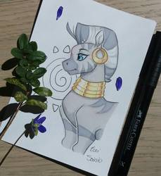 Size: 1152x1259 | Tagged: safe, artist:eeviart, zecora, zebra, g4, female, photo, plant, solo, traditional art