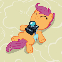 Size: 463x463 | Tagged: safe, screencap, scootaloo, pegasus, pony, g4, parental glideance, season 7, animated, camera, carpet, cropped, cute, cutealoo, female, filly, gif, happy, loop, saddle bag, snow angel, solo, squee, weapons-grade cute