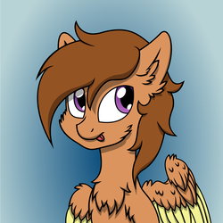 Size: 6000x6000 | Tagged: safe, artist:missklang, oc, oc only, oc:cirrus drop, pegasus, pony, absurd resolution, cute, ear fluff, fluffy, gradient background, smiling, solo, tongue out, vector, wing fluff, ych result