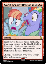Size: 375x523 | Tagged: safe, edit, bow hothoof, windy whistles, pegasus, pony, g4, parental glideance, card, magic the gathering, male, rainbow dash's parents, ship:windyhoof, shocked, stallion, trading card, trading card edit
