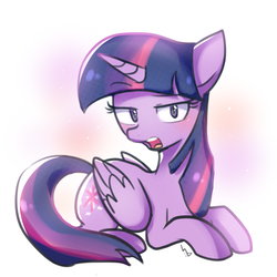 Size: 1000x1000 | Tagged: safe, artist:haden-2375, twilight sparkle, alicorn, pony, g4, female, open mouth, prone, raised eyebrow, simple background, solo, twilight sparkle (alicorn), white background