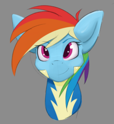 Size: 700x763 | Tagged: safe, artist:kuri_art, rainbow dash, pony, g4, bust, clothes, female, gray background, simple background, solo, uniform, wonderbolt trainee uniform