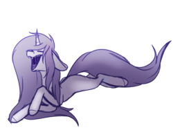 Size: 2700x2000 | Tagged: safe, artist:immagoddampony, oc, oc only, oc:ari, pony, unicorn, female, high res, laughing, mare, prone, simple background, solo, transparent background
