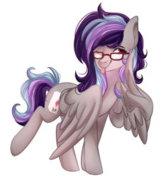Size: 1024x1092 | Tagged: safe, artist:slasharu, oc, oc only, oc:sketchy howl, pegasus, pony, female, glasses, mare, one eye closed, simple background, solo, tongue out, transparent background, wink