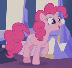 Size: 468x441 | Tagged: safe, screencap, pinkie pie, earth pony, pony, not asking for trouble, animated, cropped, cute, diapinkes, female, gif, happy, loop, mare, open mouth, smiling, solo, trotting, trotting in place