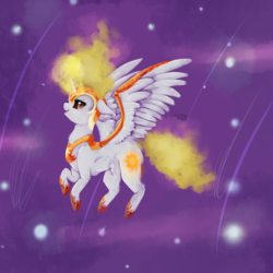 Size: 1000x1000 | Tagged: safe, artist:twinkepaint, daybreaker, pony, a royal problem, g4, female, mane of fire, night, solo