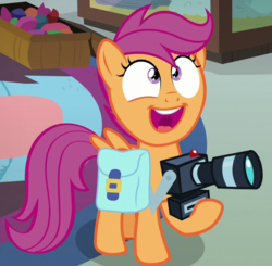 Size: 673x659 | Tagged: safe, screencap, scootaloo, pony, g4, parental glideance, camera, cropped, female, solo