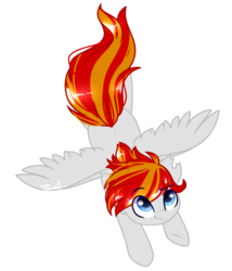 Size: 1712x2000 | Tagged: safe, artist:cloud-drawings, oc, oc only, oc:heart fire, oc:heartfire, pegasus, pony, chibi, female, flying, mare, simple background, solo, transparent background