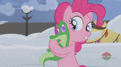 Size: 806x449 | Tagged: safe, screencap, gummy, pinkie pie, pony, g4, not asking for trouble, animated, cheek squish, cute, diapinkes, gif, licking, squishy cheeks, tongue out, treehouse logo