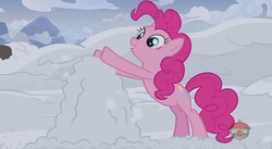 Size: 1563x854 | Tagged: safe, screencap, pinkie pie, pony, not asking for trouble, cropped, female, mare, snow, solo