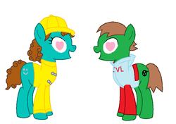 Size: 722x507 | Tagged: safe, oc, oc only, oc:ian, pony, clothes, fisher price little people, heart, heart eyes, hoodie, jacket, maggie(fisher price little people), ms paint, raincoat, self insert, simple background, special somepony, varsity jacket, white background, wingding eyes