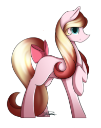 Size: 1024x1299 | Tagged: safe, artist:mindlesssketching, oc, oc only, oc:kimmy, earth pony, pony, bow, female, mare, raised hoof, simple background, solo, tail bow, transparent background