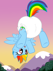 Size: 719x958 | Tagged: safe, artist:pidgopidgey, edit, editor:hodgepodgedl, rainbow dash, pony, g4, cute, dashabetes, diaper, female, looking back, non-baby in diaper, poofy diaper, solo