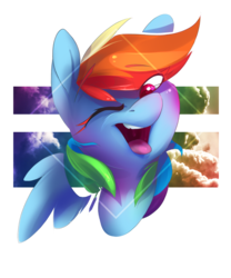 Size: 830x1000 | Tagged: safe, artist:tangomangoes, rainbow dash, pony, g4, female, mare, multicolored hair, one eye closed, open mouth, simple background, smiling, solo, tongue out, transparent background, wink