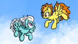 Size: 1280x720 | Tagged: safe, artist:masserey, fleetfoot, spitfire, pony, g4, flying