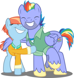 Size: 4716x5000 | Tagged: safe, artist:dashiesparkle, bow hothoof, windy whistles, pegasus, pony, g4, .svg available, absurd resolution, clothes, duo, eyes closed, female, husband and wife, male, mare, rainbow dash's parents, raised hoof, ship:windyhoof, simple background, smiling, stallion, transparent background, vector