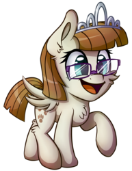 Size: 845x1093 | Tagged: safe, artist:sentireaeris, derpibooru exclusive, zippoorwhill, pegasus, pony, forever filly, g4, my little pony: friendship is magic, chest fluff, female, filly, glasses, grass, mare, open mouth, simple background, solo, transparent background