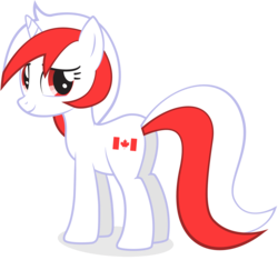 Size: 2000x1870 | Tagged: safe, pony, unicorn, 4chan, canada, looking back, nation ponies, ponified, simple background, smiling, solo, transparent background, vector