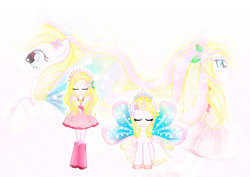 Size: 1600x1131 | Tagged: safe, artist:jucamovi1992, oc, oc only, oc:aphrodite, fairy, fairy pony, human, pony, unicorn, equestria girls, g4, aphrodite, clothes, equestria girls-ified, eyes closed, fairy wings, female, human ponidox, magical girl, mare, self ponidox, wings
