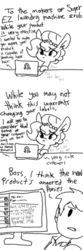 Size: 1280x3840 | Tagged: safe, artist:tjpones, oc, oc only, oc:brownie bun, earth pony, human, pony, horse wife, angry, comic, computer, customer service, dialogue, ear fluff, email, gibberish, grayscale, horse problems, laptop computer, monochrome, no fingers, simple background, typing, white background