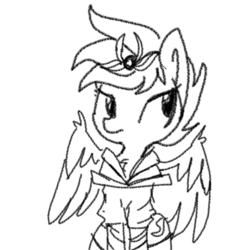 Size: 1280x1280 | Tagged: safe, artist:tjpones, pegasus, pony, black and white, clothes, grayscale, monochrome, simple background, solo, white background