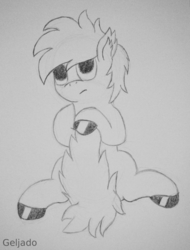 Size: 2136x2808 | Tagged: safe, artist:geljado, oc, oc only, pony, high res, monochrome, solo, traditional art, wondering