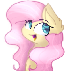 Size: 1024x1024 | Tagged: safe, artist:tizhonolulu, fluttershy, pony, g4, colored pupils, curly hair, cute, ear fluff, female, no nose, shyabetes, simple background, smiling, solo, white background