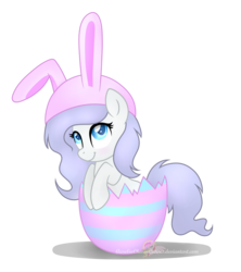 Size: 3860x4344 | Tagged: safe, artist:raspberrystudios, oc, oc only, oc:lucky duck, pony, absurd resolution, easter, easter bunny, easter egg, female, hat, holiday, hooves together, looking up, mare, simple background, solo, transparent background, wavy mane