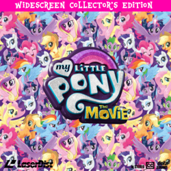 Size: 1500x1500 | Tagged: safe, edit, applejack, fluttershy, pinkie pie, princess cadance, rainbow dash, rarity, spike, twilight sparkle, alicorn, dragon, earth pony, pegasus, pony, unicorn, g4, my little pony: the movie, cover art, fake, laserdisc, mane six, multeity, my little pony logo, pattern, so much pony, sparkle sparkle sparkle, twilight sparkle (alicorn)