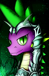 Size: 3300x5100 | Tagged: safe, artist:flamevulture17, spike, dragon, g4, absurd resolution, armor, male, older, older spike, solo