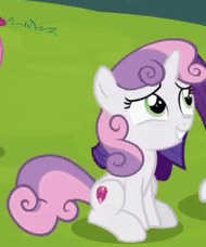 Size: 190x228 | Tagged: safe, screencap, sweetie belle, pony, forever filly, g4, animated, bored, cropped, cutie mark, emotional spectrum, female, filly, gif, the cmc's cutie marks, unamused