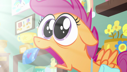 Size: 1920x1090 | Tagged: safe, screencap, scootaloo, pegasus, pony, g4, parental glideance, season 7, big eyes, faic, female, filly, foal, great moments in animation, jaw drop, open mouth, reaction image, scootaloo ultimate faic, solo