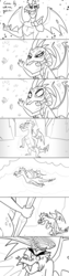 Size: 900x3565 | Tagged: safe, artist:queencold, garble, princess ember, dragon, g4, beating, black and white, bloodstone scepter, bowing, comic, dialogue, dragoness, dream sequence, duo, female, flying, glowing, grayscale, inside out, male, monochrome, parody, pixar, reaching, ship:emble, shipping, sleepy, sparkles, straight, teenaged dragon