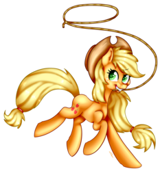 Size: 1625x1741 | Tagged: safe, artist:lorenacarrizo18, applejack, earth pony, pony, g4, female, lasso, mare, mouth hold, rope, simple background, solo, transparent background