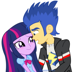 Size: 1600x1567 | Tagged: safe, artist:jucamovi1992, flash sentry, twilight sparkle, equestria girls, g4, clothes, female, jacket, looking at each other, male, ship:flashlight, shipping, shirt, simple background, smiling, straight, transparent background, vector