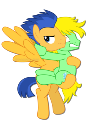 Size: 1600x2263 | Tagged: safe, artist:jucamovi1992, flash sentry, oc, oc:speed wave, earth pony, pegasus, pony, g4, carrying, cutie mark, flash sentry is not amused, holding a pony, male, scared, simple background, spread wings, stallion, transparent background, unamused, vector, wings