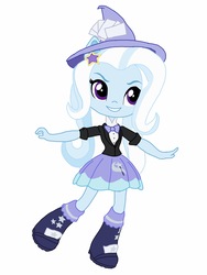 Size: 1536x2048 | Tagged: safe, artist:joshstacy, trixie, equestria girls, g4, boots, bowtie, clothes, cute, doll, equestria girls minis, female, hat, simple background, skirt, solo, toy, trixie's hat, white background