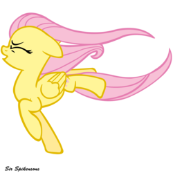 Size: 6000x6000 | Tagged: safe, artist:sirspikensons, fluttershy, pegasus, pony, g4, hurricane fluttershy, season 2, absurd resolution, eyes closed, female, simple background, solo, transparent background, vector, windswept hair, windswept mane
